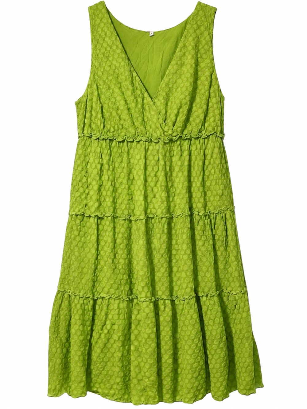 Madison Lime Green Tiered Midi Dress XL Textured Boho Sleeveless Spring Summer